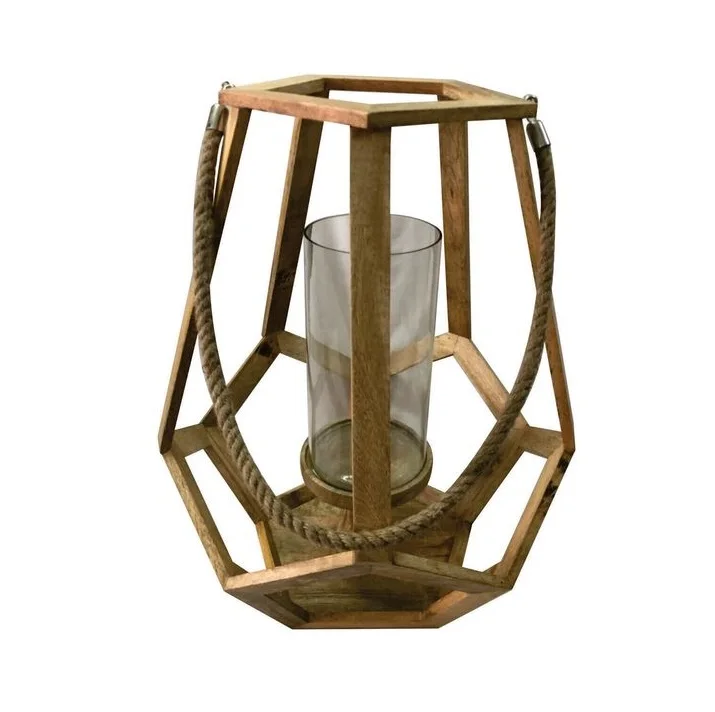 Modern Style Beautiful Hanging Galvanized & Wooden Lantern Manufacturer Vintage Candle Holder Best Holder For Crown Export