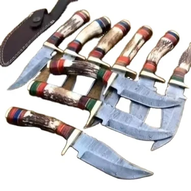 Custom Size Handmade Top Quality Damascus Steel Hunting Knife Stag Horn Handle Skinner knives