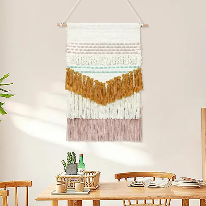 Boho Home Decor Tassel Tapestry Handwoven Cotton Rope Boho Room Decor Wall Hanging 2024