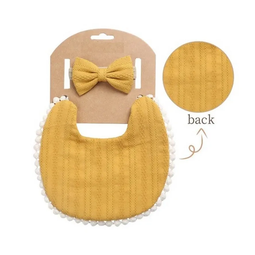 Premium Cotton Baby Bib with Bow - Easily Clean Cute for Babies Girl and Boy