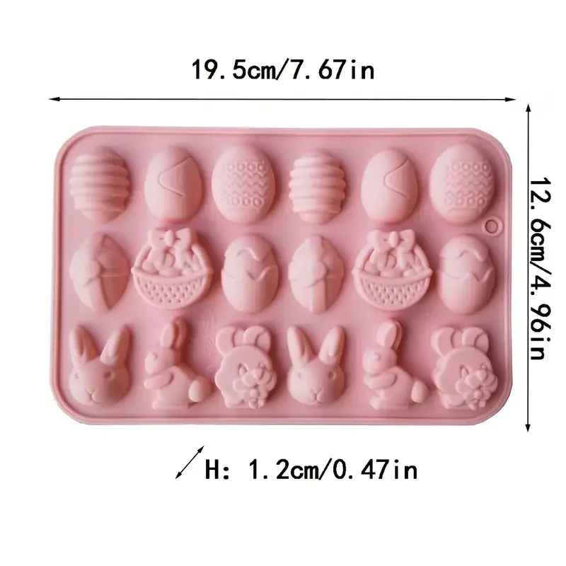 18 Hole Easter Egg Rabbit Silicone Mold DIY Candy Chocolate Cake Decoration Kitchen Baking Silicone Baking Tools