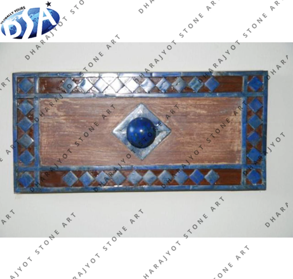 Indian Antique Art Marble Inlay Dining Table Top, Black Marble With Natural Stone Indian Design Table Tops