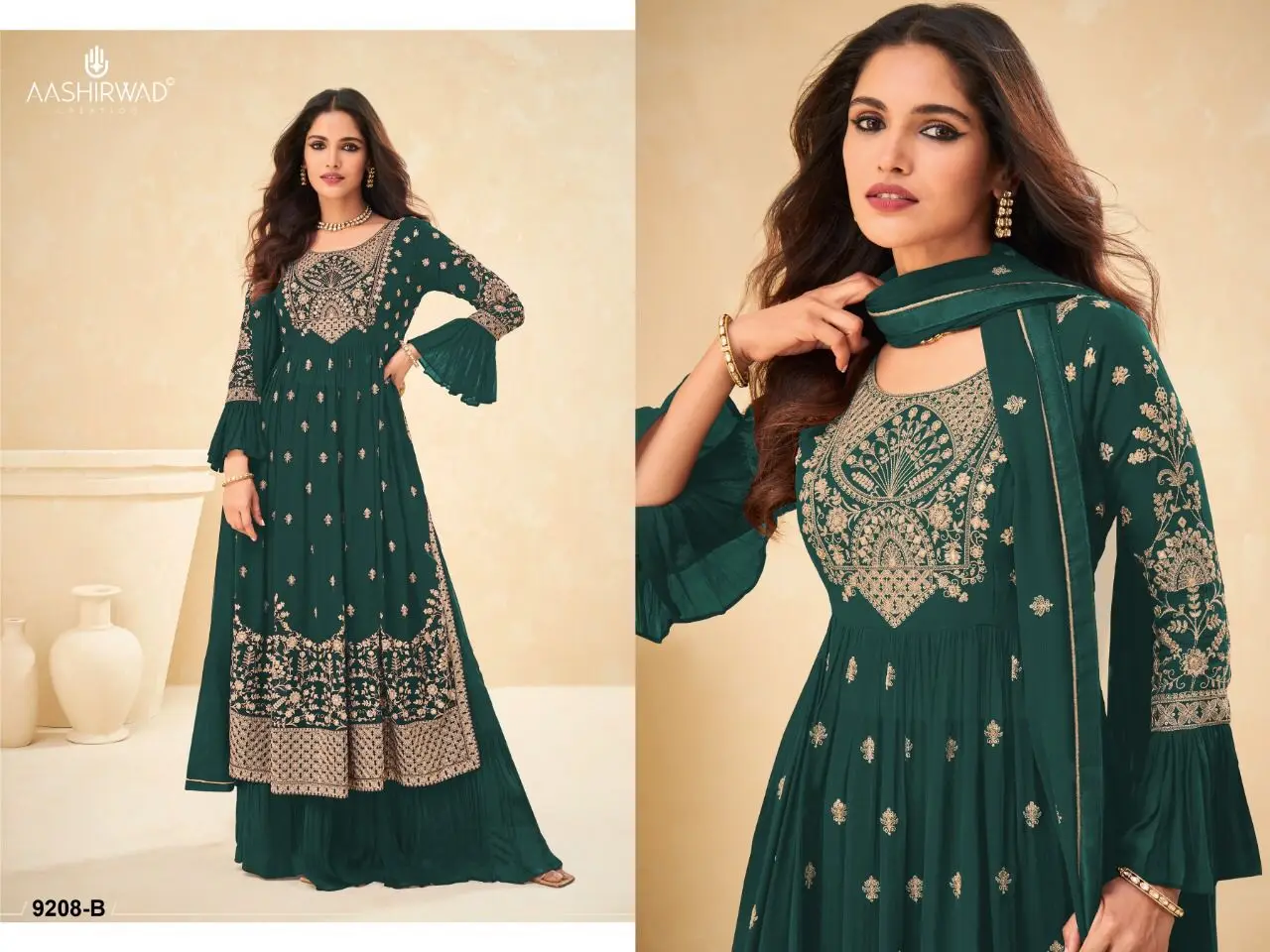 Mind Blowing Heavy Faux Georgette With Embroidery Sequence Work Plazzo Style Indian Pakistani Salwar Kameez Suit Dress For Women