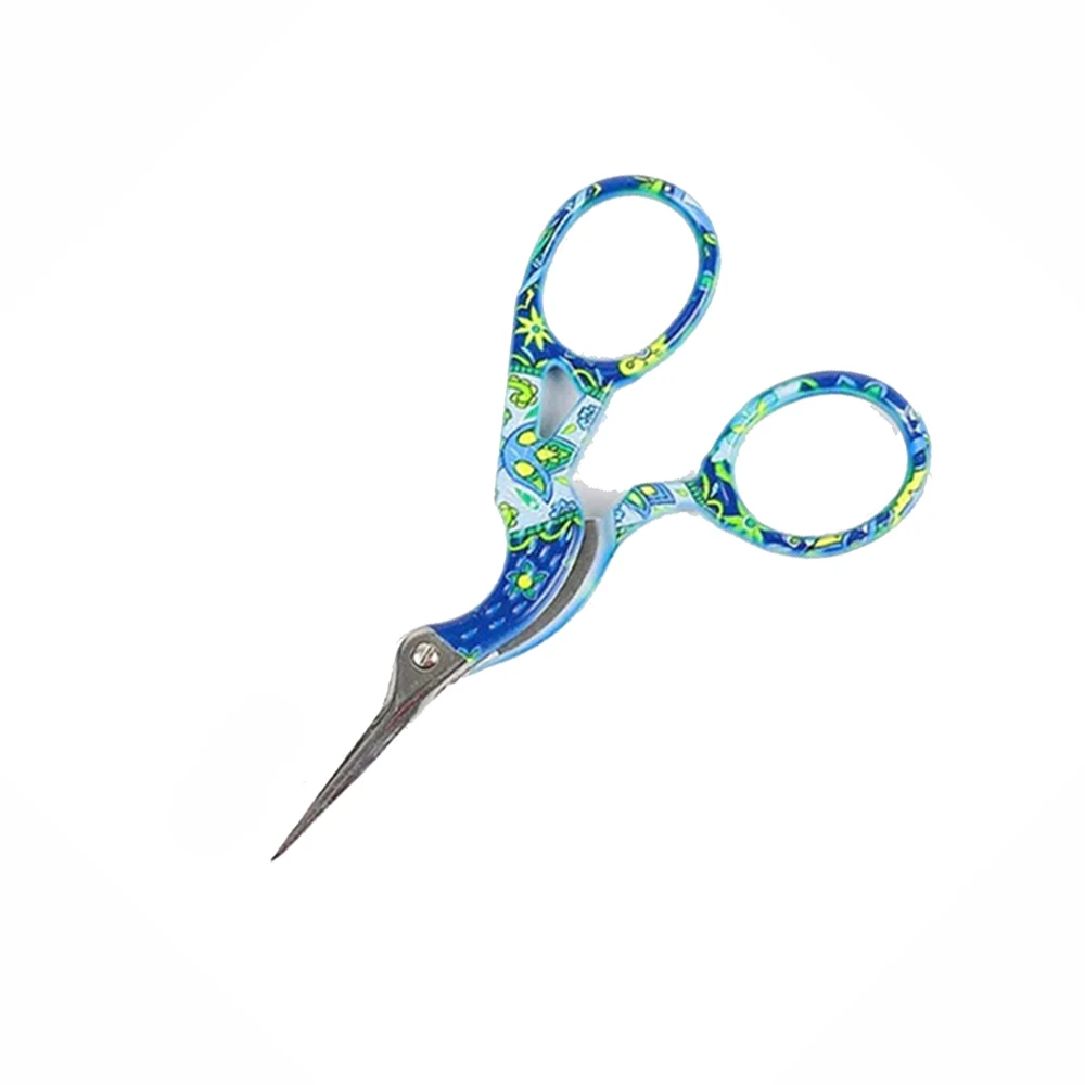 Top Quality Fancy Embroidery Scissors Paper Coated Handle Stork Scissors With Needle Point Mini Scissor For Beauty