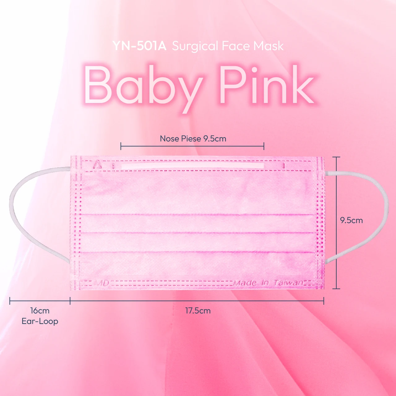 Made in Taiwan factory Non Woven 3 Ply Protection Face Mask For Medical Use