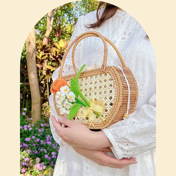 Best deal new collection summer shopper rattan bag women brown fashion woven rattan bag from Vietnam