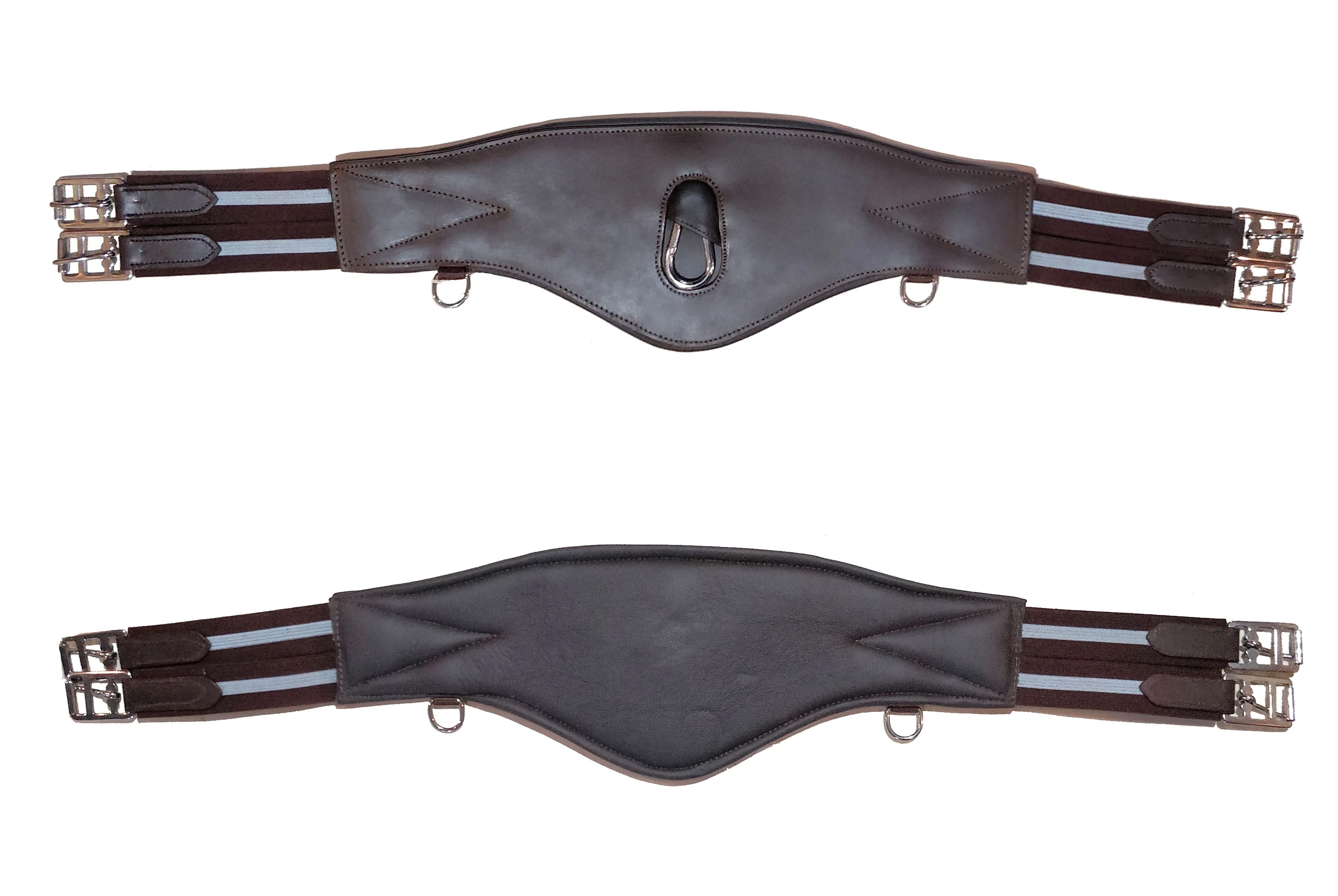 Wholesale designer pure Leather Padded Belly girth High quality  Black Brown custom Horse riding racing equipment lightweight