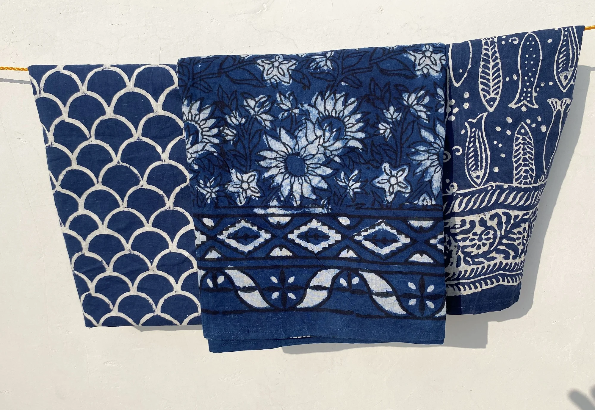 Premium Quality Indigo Blue Block Print Bohemian Pareo Wrap Sarongs Beach Cover Up Summer Scarves  Wholesale Price Sarong