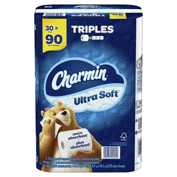 Charmin-Ultra Soft Toilet Paper, 30 Triple Rolls, 30 = 90, 183 Sheets Per Roll
