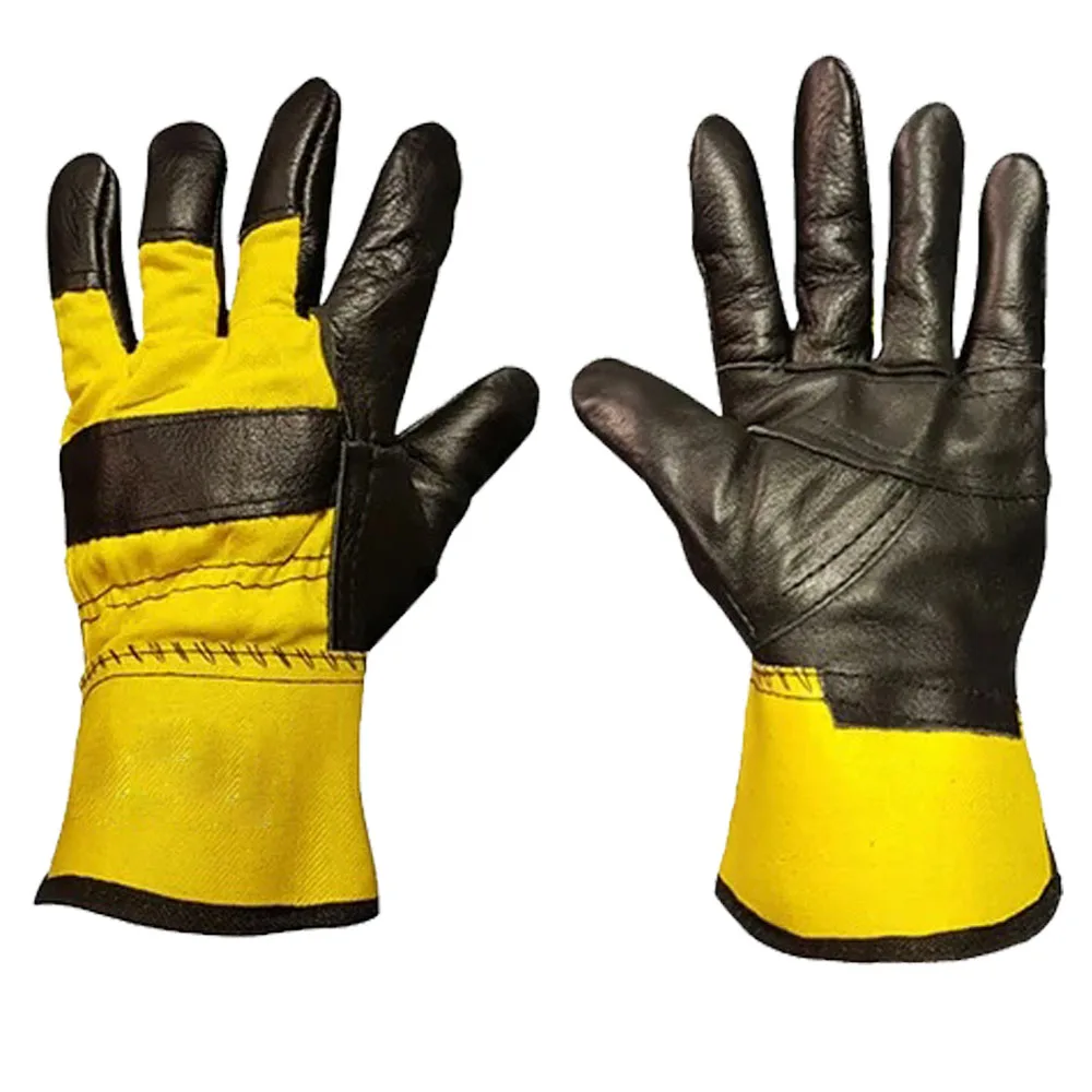 Furniture Rigger Gloves Safety Work Gloves Breathable Leather with Cotton Liner Rubberized Cuff Construction Use Made Pakistan