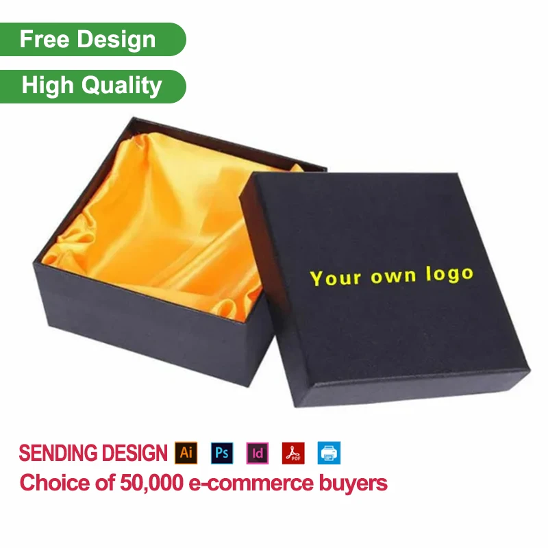 Deluxe Custom Printed Cardboard Lids and Base Wrapping Paper Gift Boxes with Silk Satin Inside