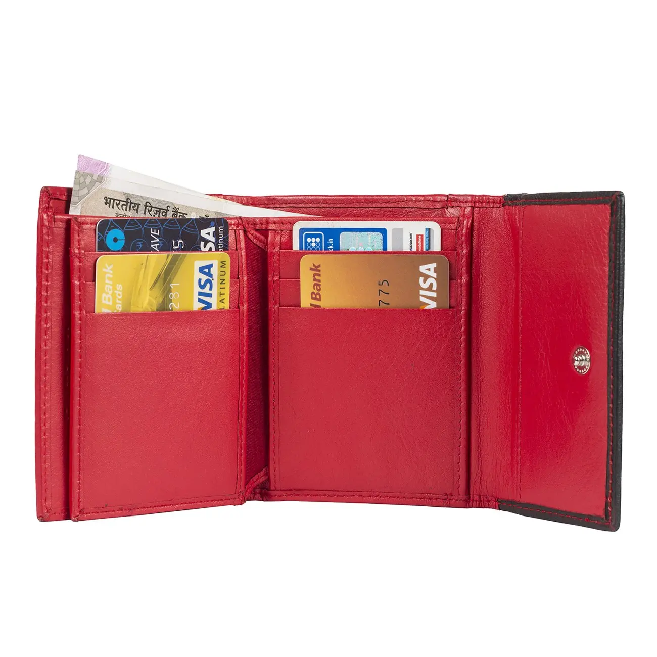 Am leather Ladies Wallet Red Color Hand Crafted Leather Purse Wallet for Women