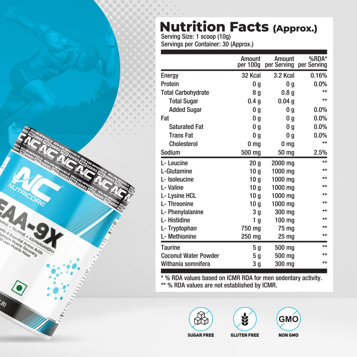 Wholesale Gym Supplement EAA 9X - Flavored EAA Powder 300 Gm Pack