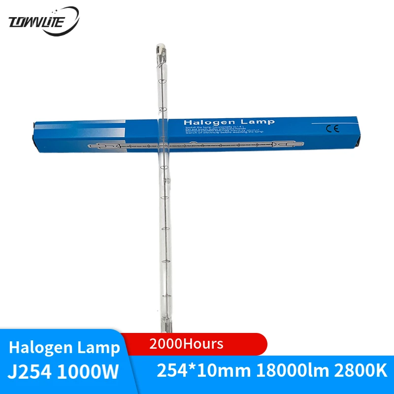 Marine halogen lamp Quartz iodide tungsten lamp halogen lamp 220-240V J254 1000W 2800K 2000 hours life  18000lm