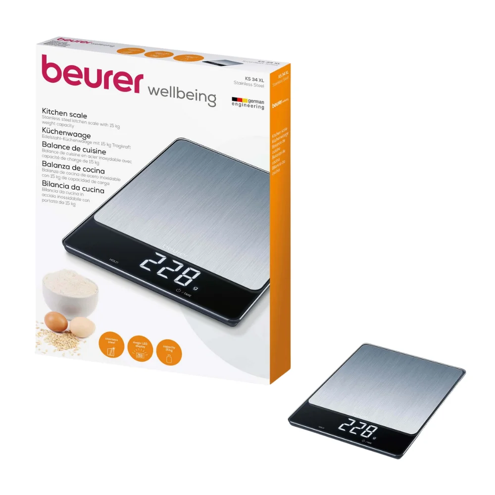 Beurer KS 34 XL Stainless Steel Kitchen Scale Pack (1 Piece)