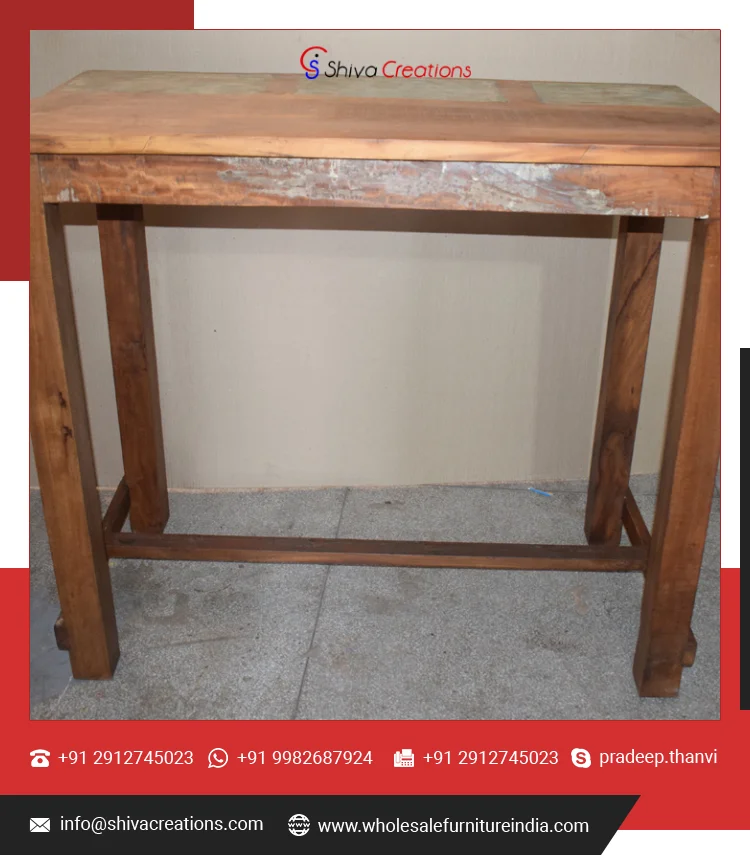 Reclaimed Wood Restaurant Hotel Cafe Furniture Pub Tall Bar Table Custom Bar Table Bar Height Table