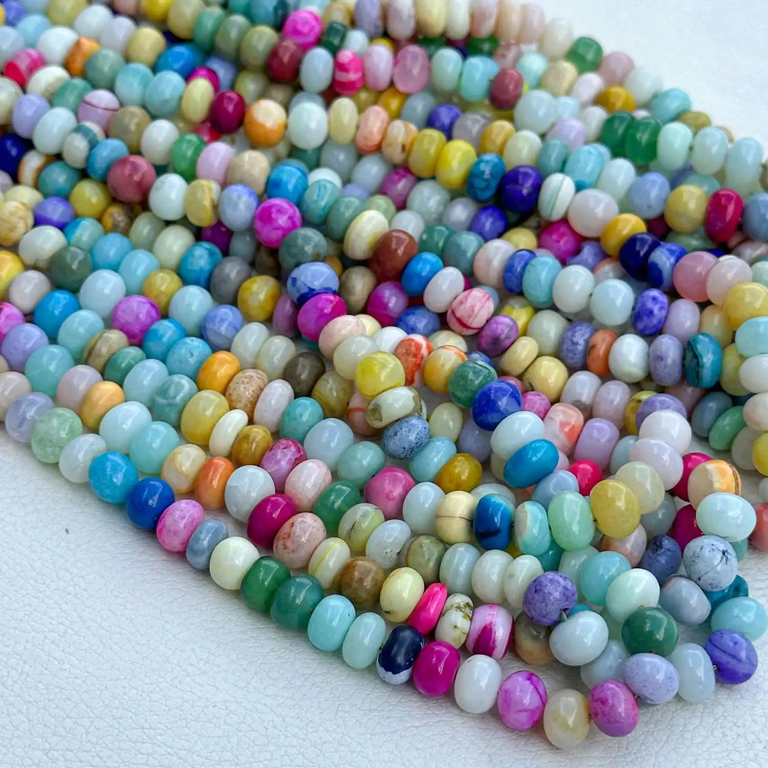 Awesome Multi Color Disco Candy Opal Smooth Rondelle Beads Strand Buy Direct Now From Gemstone Manufacturer for Jewelry Making
