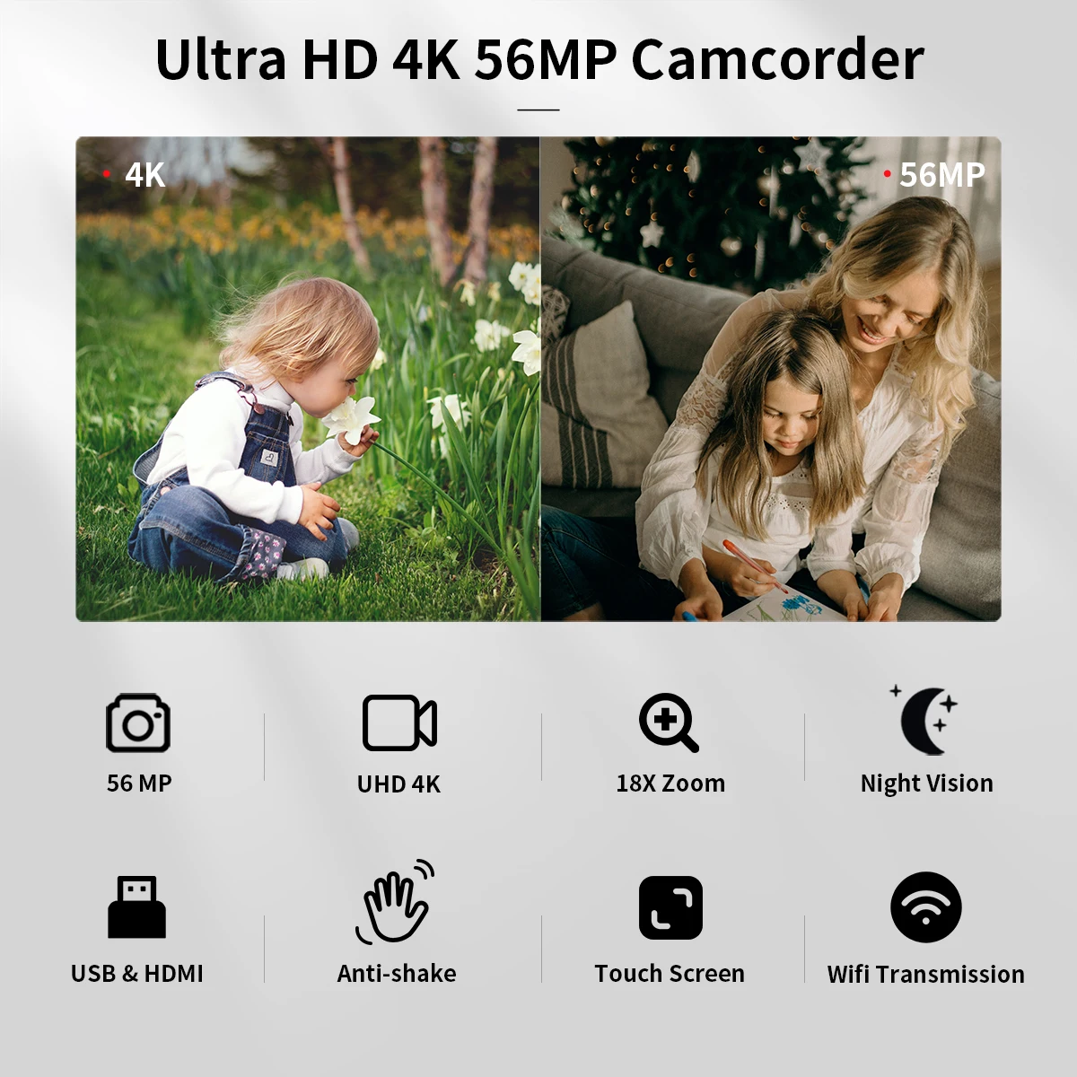 Newest 1080p Hd 4K Video Camera Camcorder 56MP 3.0 Inch Touch Screen Wifi Ir Night Vision Vlogging Camera for Youtube