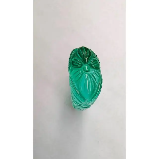 Natural Quartz Gem stone Green Emerald quartz Flower Carved Gemstone Ring Hand carved Ring