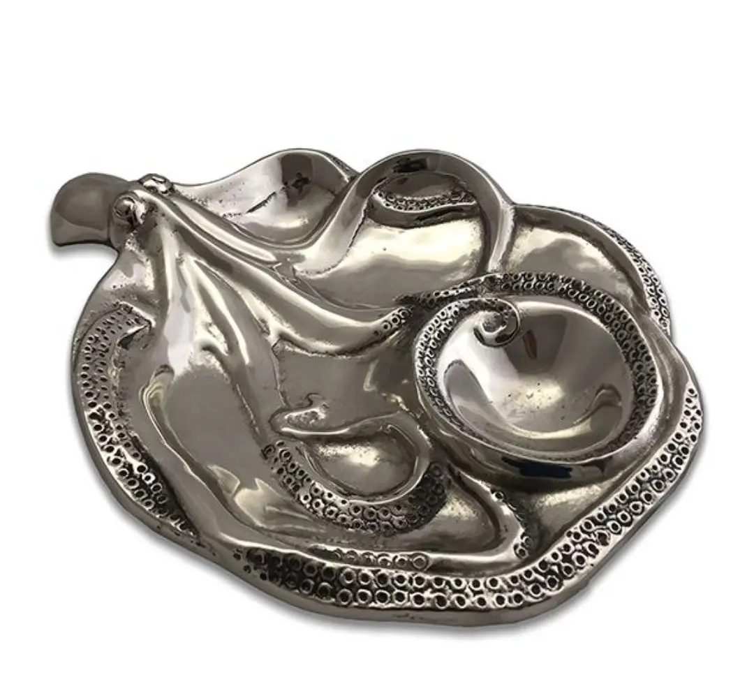 High-end decorative aluminium serving platters Aluminium serving trays with Octopus Design patterns