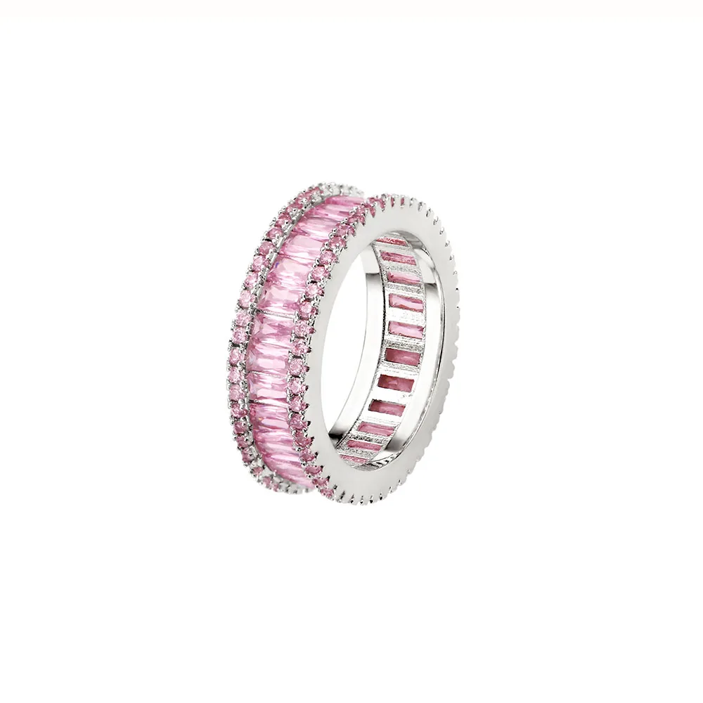 925 sterling silver custom rectangle shape stack rings gold plated no tarnish rainbow colorful neon 925 silver rings for women