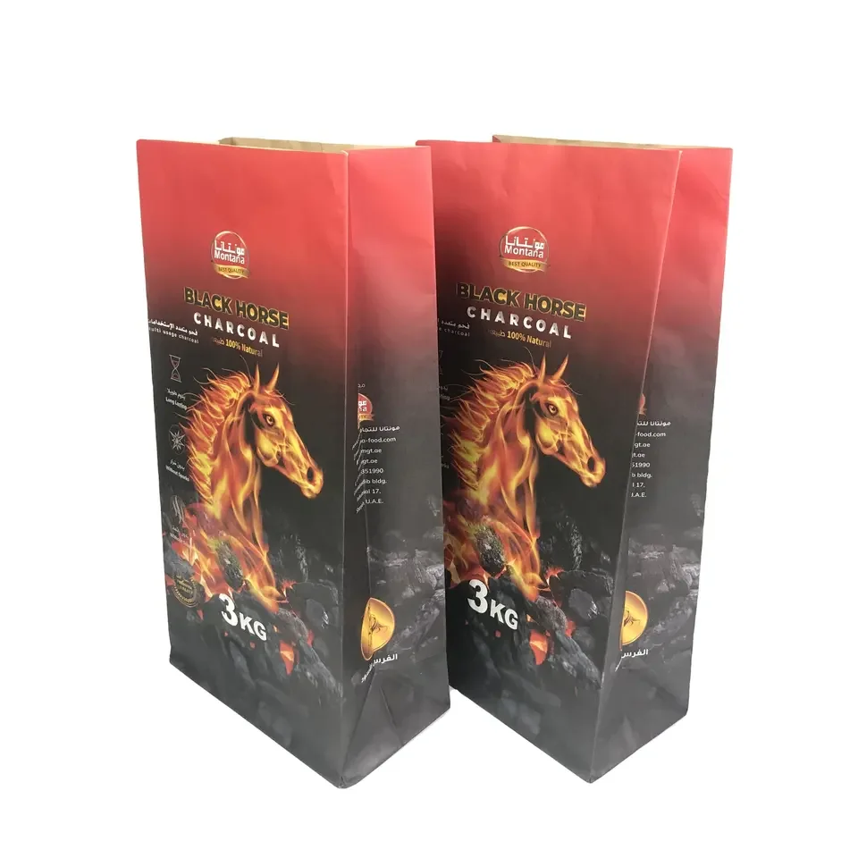 Outstanding Brown White Kraft Paper Bag Mix Colour Coal Charcoal Lumps Briquette Packing Sacks For Wholesale Bag