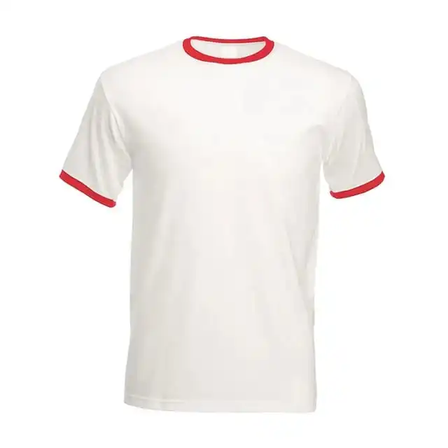 Red ringer t shirts 100% cotton polyester short sleeve casual wear puff  printing men gym tees