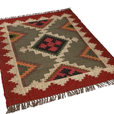 Fashionable Trendy Design Wool Jute Kilim Rugs Floral Embroidered Pattern Carpet Mats Rugs for Home Living Room Bed Room Hotel