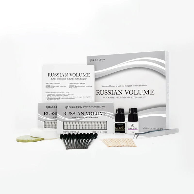 private label BLACK BERRY Russian volume self eyelash extension kit volume eyelash extension 3D 5D MIX made in korea