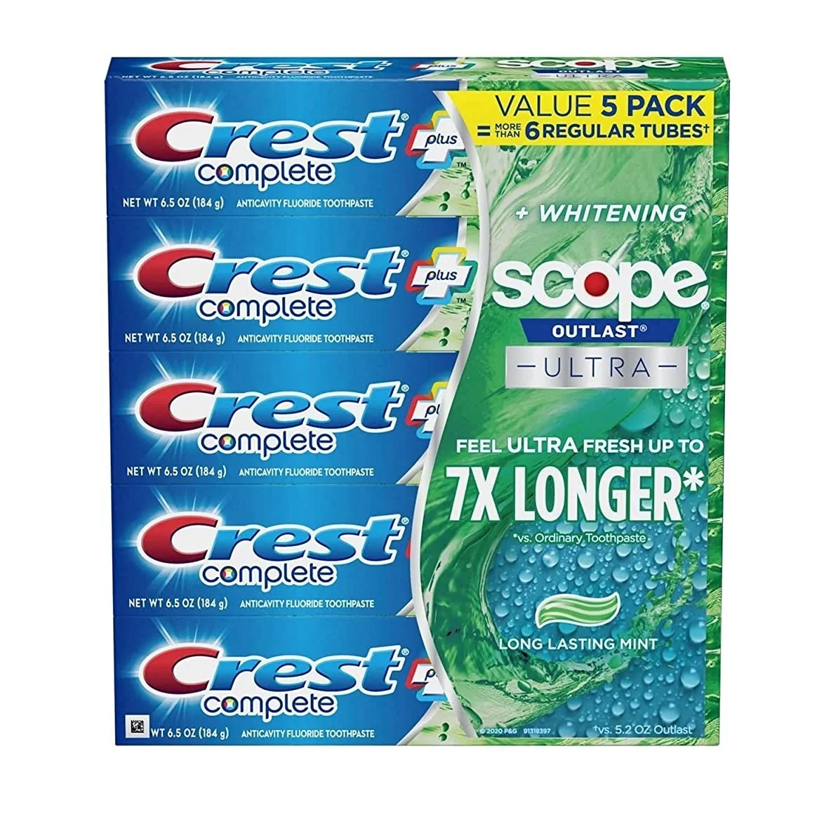 Crests + Scope Outlast Complete Whitening Toothpaste, Mint, 5.4 oz