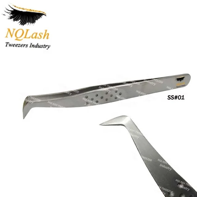 Stainless Steel Volume Extension Tweezers Factory Price New Model Eyelash Extension Tweezers Custom logo NQLASH Tweezers