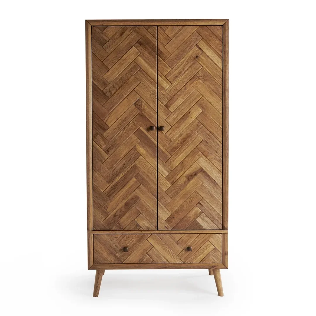 Wardrobe Open And Close 2 Door Solid Teak Wood Natural Finish Bali