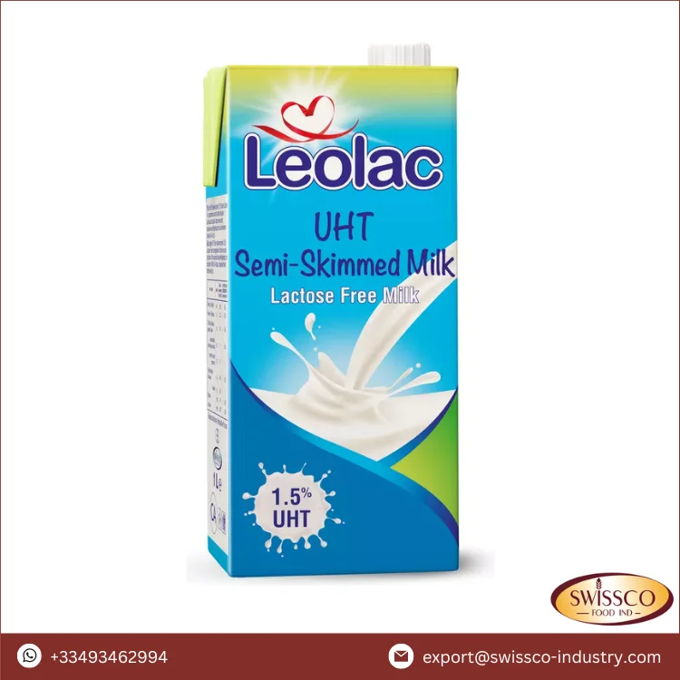 Made in France Good Quality Leolac 1.5% UHT Semi-Skimmed Lactose Free Milk With Screw Opener