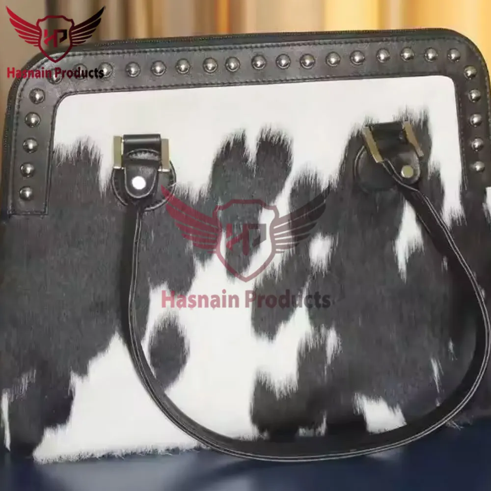 Handcrafted Customized Genuine Cowhide Fur Leather Bucket Bag - Fashionably Designed Latest Trend Cowhide Genuine Fur Bucket Bag