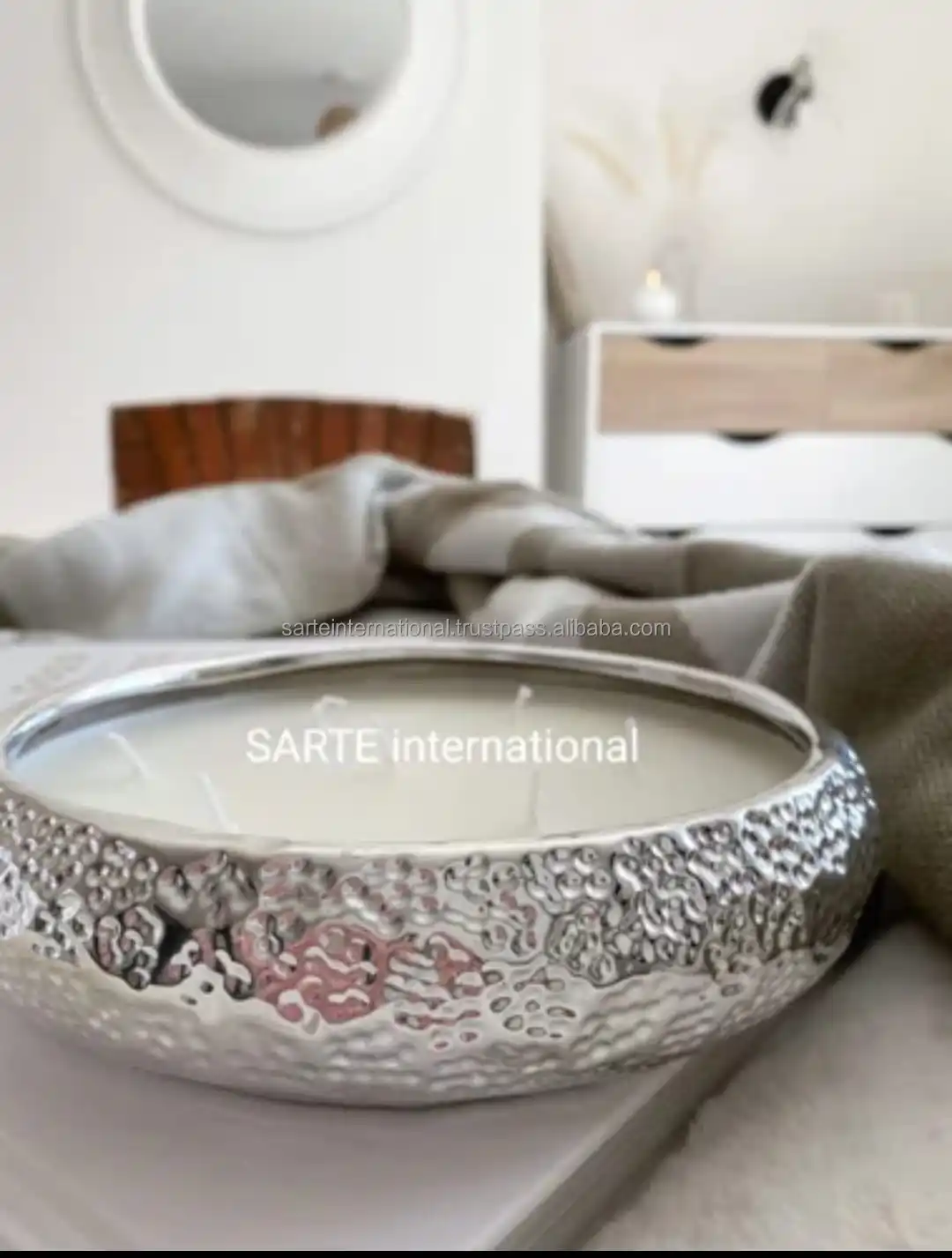 Customizable White Brass Metal Candle Bowl Decorative Candlestick Holders for Weddings Holidays Home Decoration Handmade