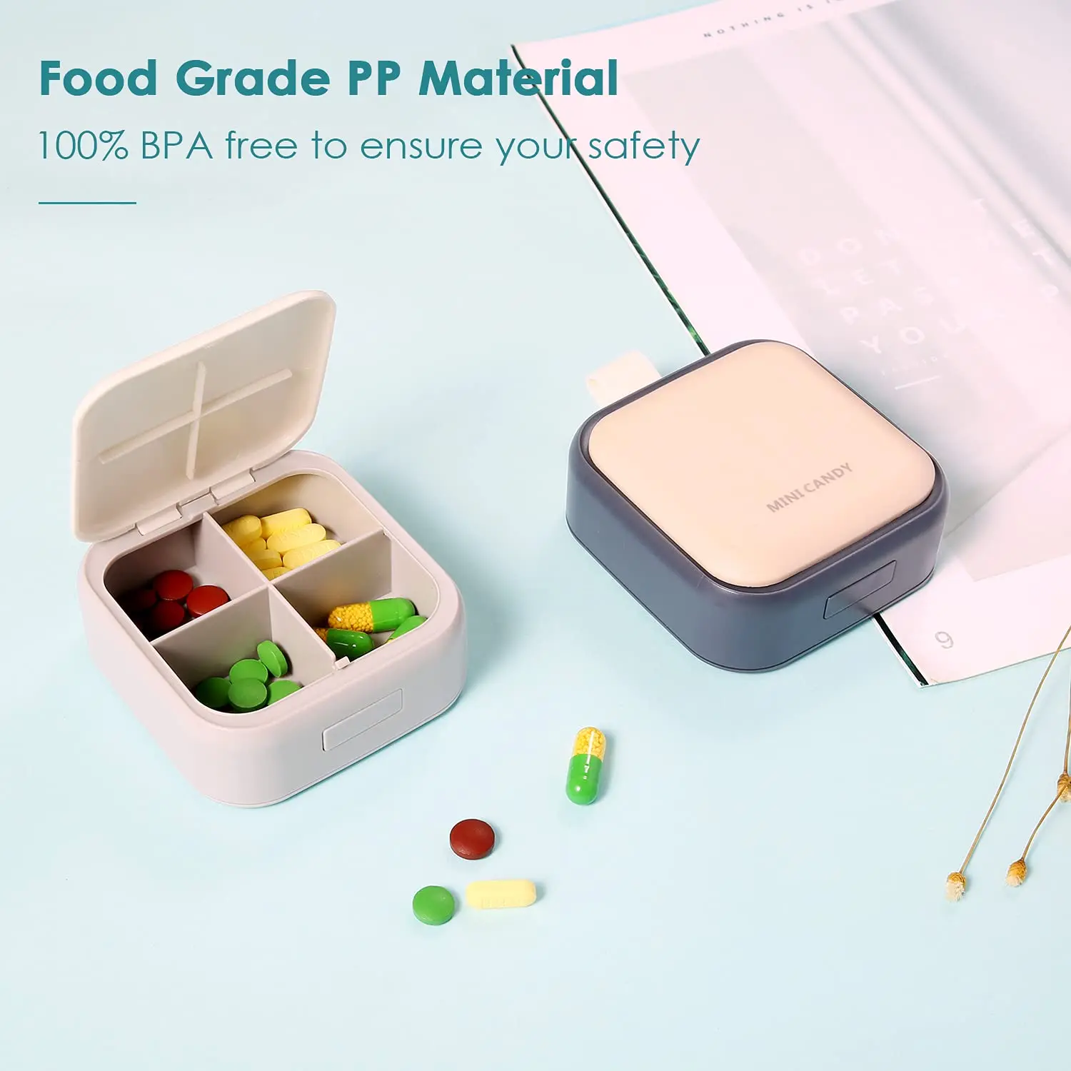 Travel Daily Portable Pretty Purse Pocket Compact Medicine Holder Small Pill Container Organizer for case box