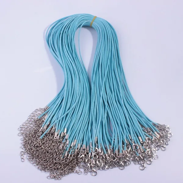 2mm Black Leather Rope Chain Obster Clasp Wax Line Leather Cord Jewelry Accessories Gemstone Pendant Necklace Chain Rope