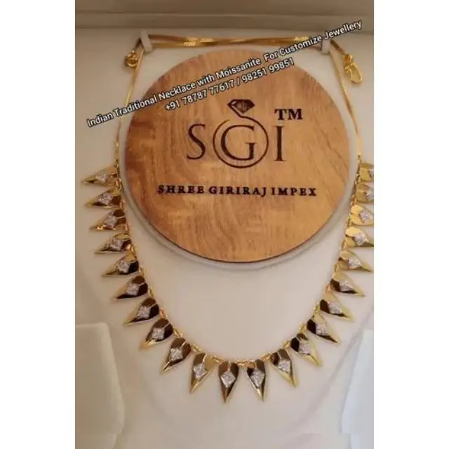 High Quality Indian Traditional 22k Gold Necklace with Moissanite Diamond Best collection designer Fine jewelry Necklace
