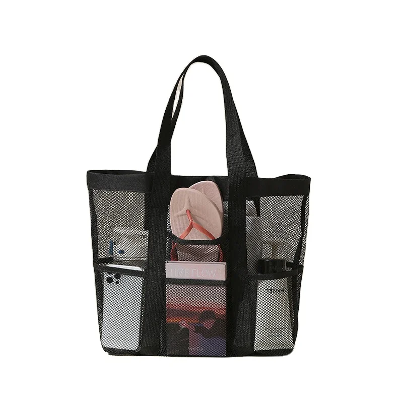 New Mesh Beach Bag: Large Capacity, One-Shoulder Hand-Held Design, Perfect for Travel and Wash Essentials