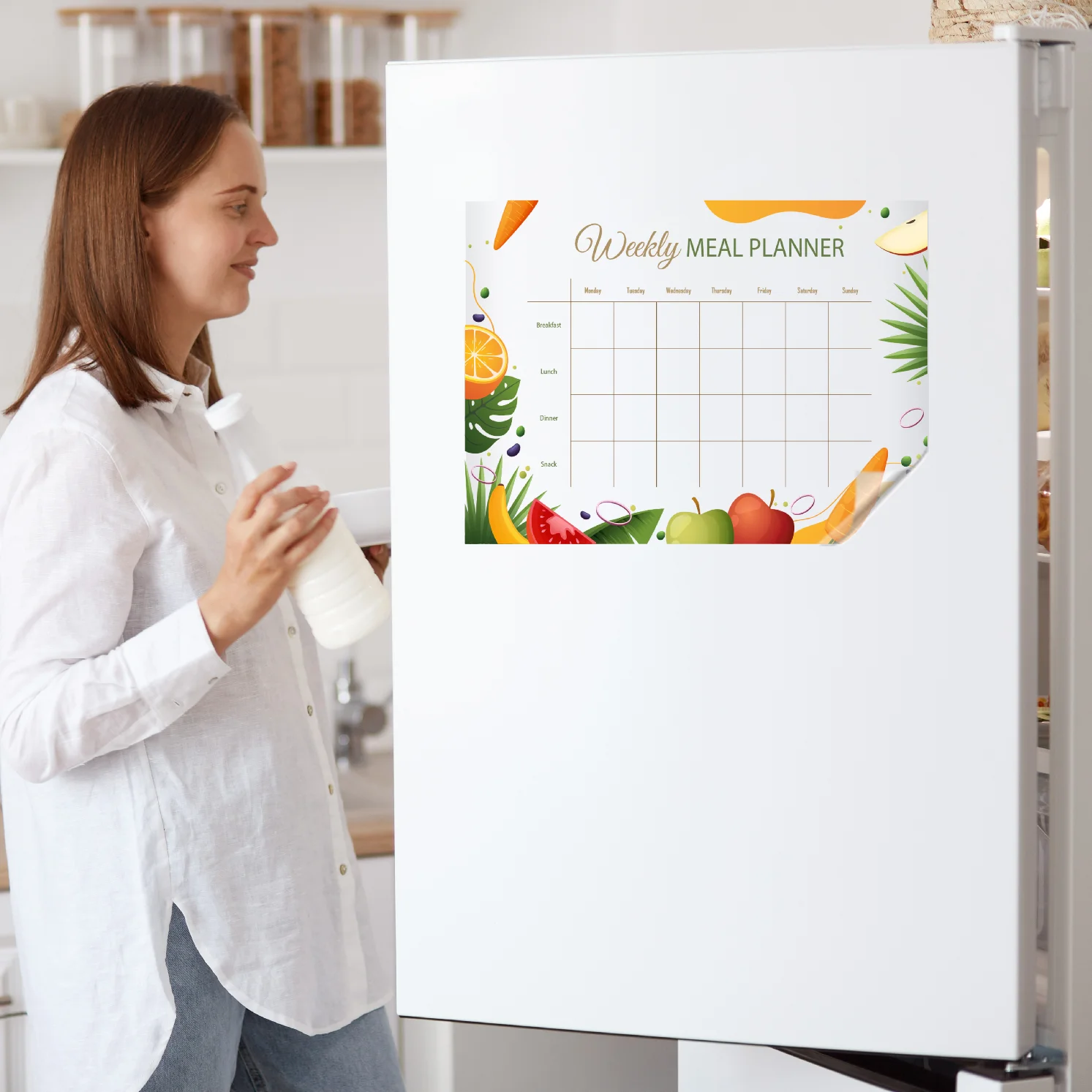 Dry Erase Weekly Meal Menu Nutrition Organizer Planner-1 Reusable Durable Polystyrene Material Holds The Surface With Static