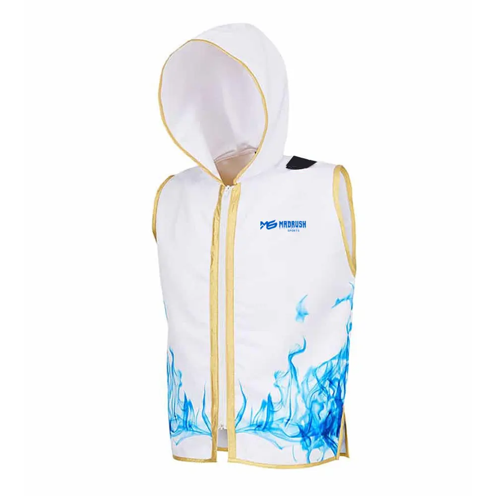 Sleeveless Hood Ring Jacket for Trainers Boxing MMA Muay Thai Kickboxing 2023 Best Boxing Ring Jacket