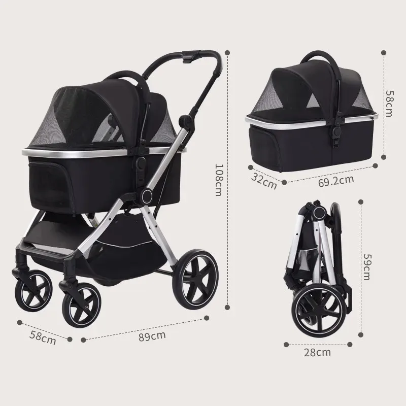 pet product large dogs stroller dog stroller luxury 4 wheels pet for dog New design high quality