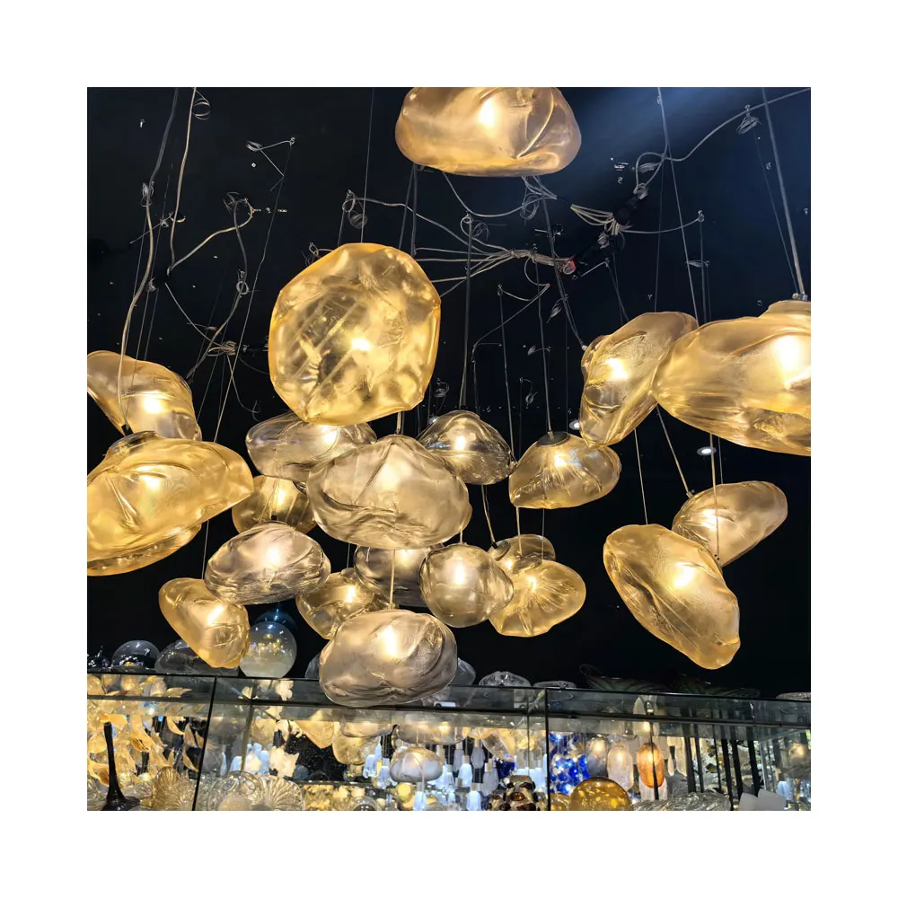 Italian designer style glazed glass chandelier ornaments christmas decoration pendant light for outdoor decor hotel hall