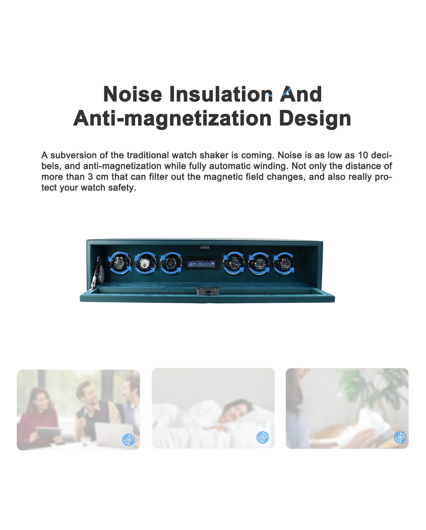 High-End Luxury Six-Watch Winder Green Microfiber Leather Safe Biometric Fingerprint Lock Durable Carbon Steel Frame Smart Box