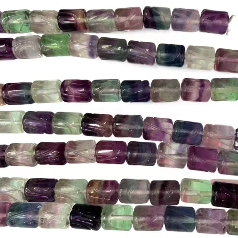 Premium Carved Tube Fluorite Beads Bracelet beads Wholesale Crystal Tube Fluorite stone beads