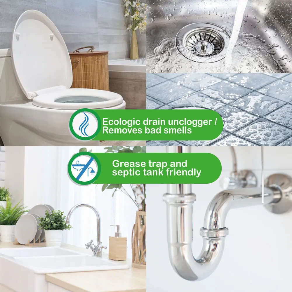 Biopure Drain Unblocker Powder - Biological Pipe Cleaner & Preventive Treatment for Toilets, Drains, Grease Traps & Sewers