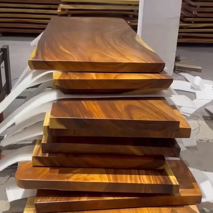 LIVE EDGE SUAR TABLE ON WOODEN LEGS slab Natural Walnut  Dining Chairs Tables Solid wood Home Furniture