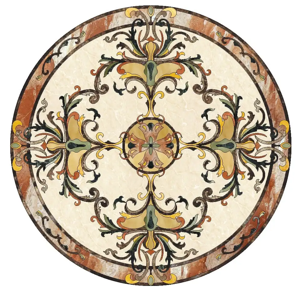 Handmade Italian Ceramic Mandala Marble Inlay Mosaic Art Luxury Hanging Plate for Wall & Home Flooring & Decor Glass Wholesale