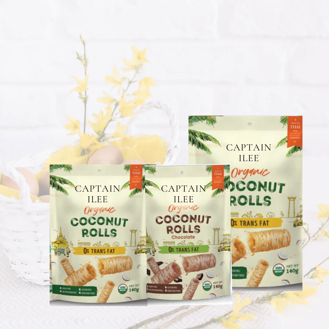 New Arrivals Organic Coconut Crispy Rolls Banana Flavor 0% Trans Fat Premium Packaging and Best Quality Captain iLee Brand