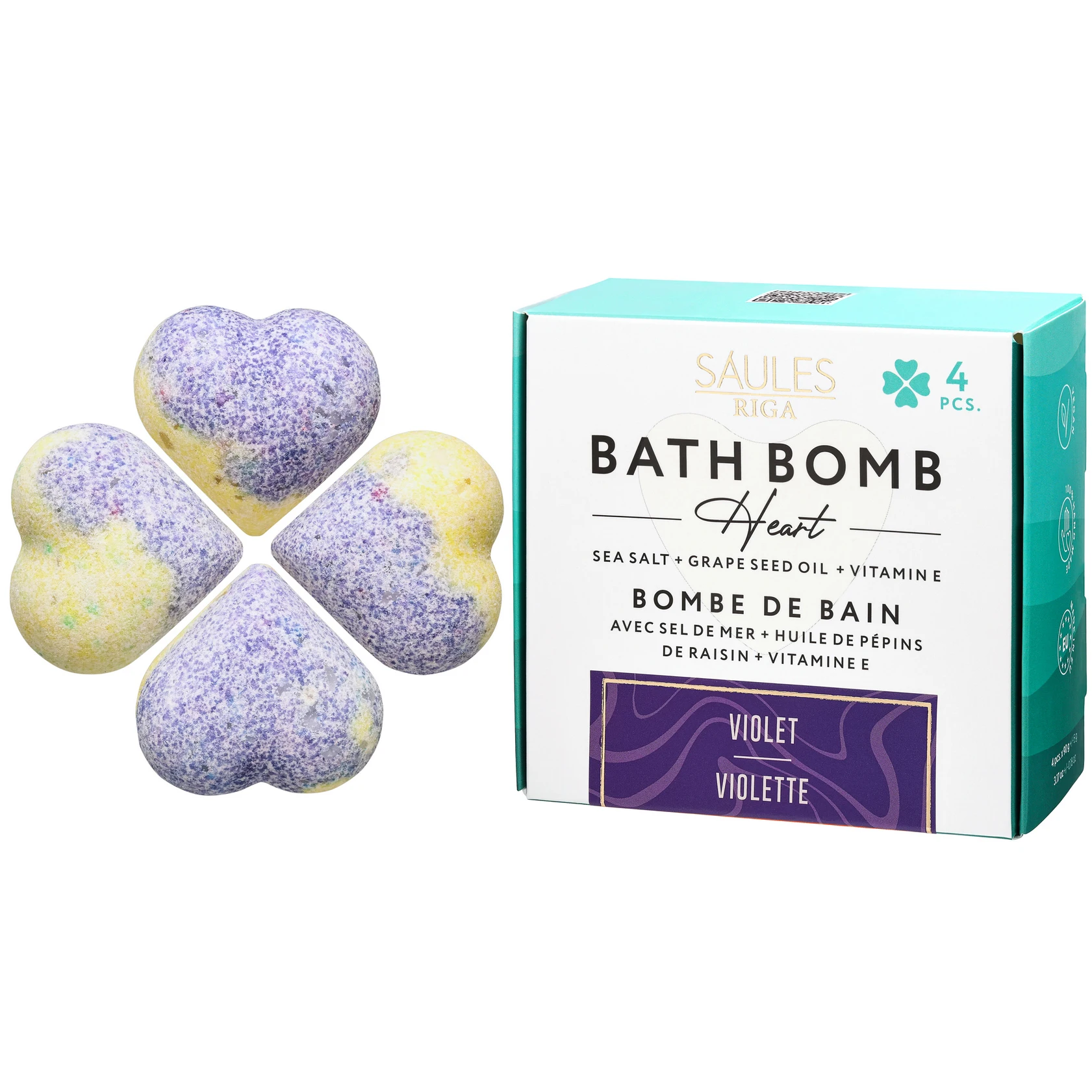 Bulk Price 100% Eco Ingredients Customized OEM Handmade Gift Rose Coconut Milk Violet Lavender 4pcs Violet Bubble Bath Bombs Spa